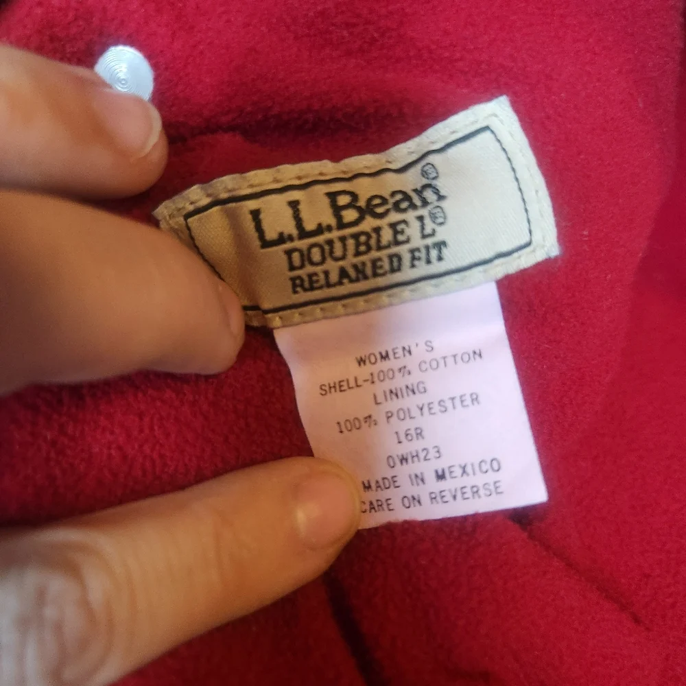 LL Bean Double L Vintage Relaxed Fit Womens Size 16 Red Flannel Lined Blue Jeans
